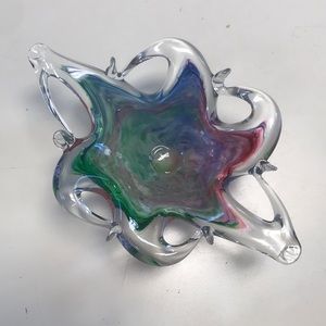 Vintage Italian Murano Handblown Art Glass Abstract Star Fish Bowl
